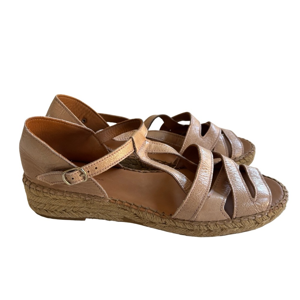 Naguisa Anthropologie Nude Leather Espadrille Sandals 40 - Picture 3 of 8